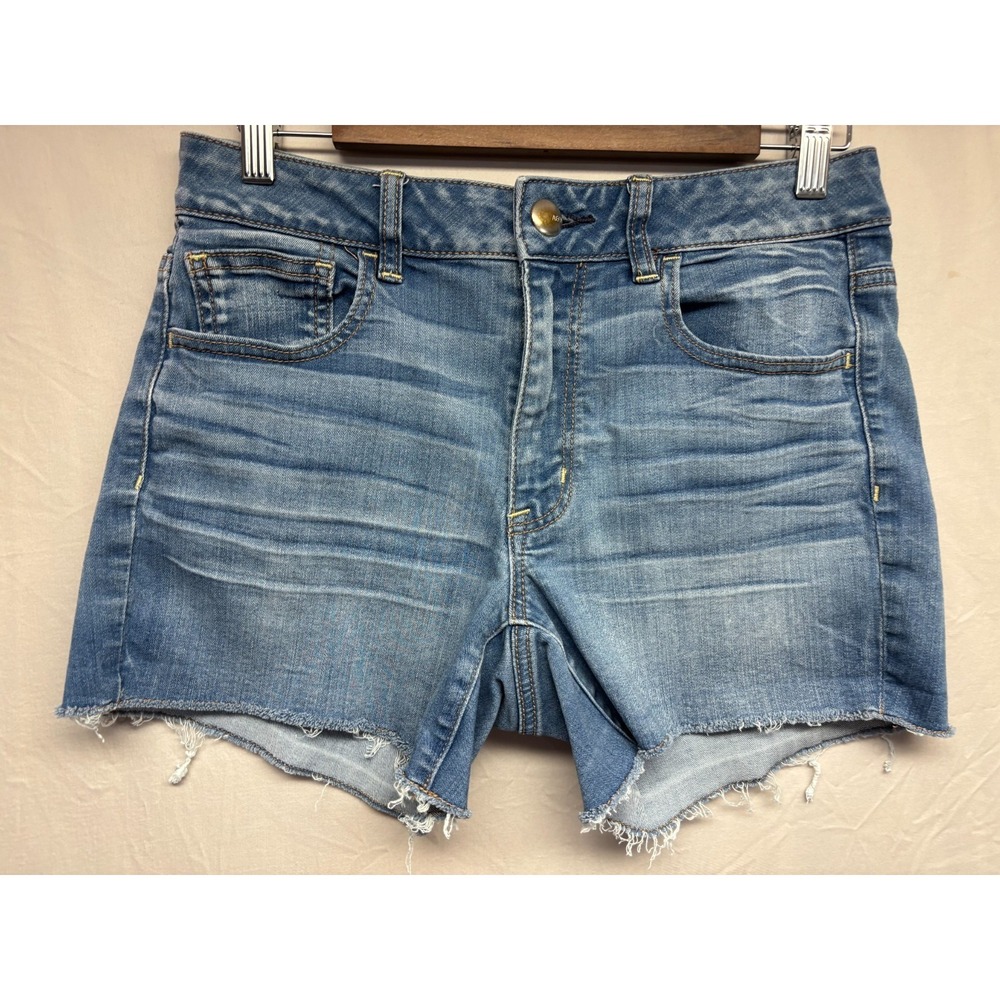 American Eagle Hi-Rise Shortie Womens Blue AEO Denim Super Stretch 5-Pocket‎ 8